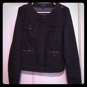 Bandolino Black Jean Jacket with sequined pockets